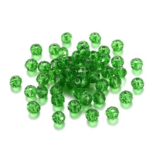 70–300 Stück 3/4/6/8 mm durchscheinende tschechische Kristallglasperle, facettiert, bunte Abstandsperle für DIY-Armbänder, Schmuckherstellung, Zubehör – Grün – 3,0 mm x 300 Stück von GVEKJ