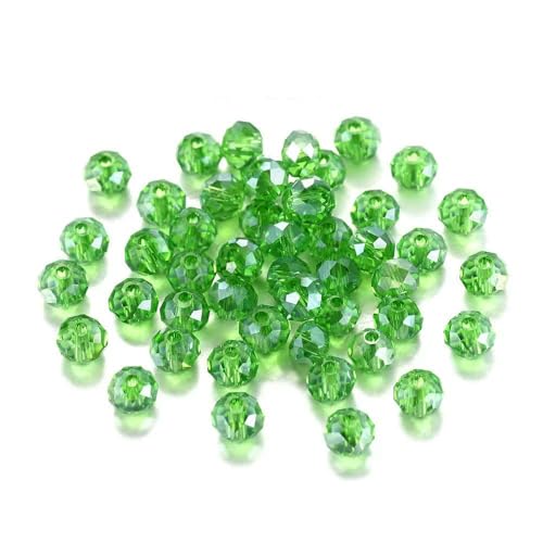 70–300 Stück 3/4/6/8 mm durchscheinende tschechische Kristallglasperle, facettiert, bunte Abstandsperle für DIY-Armbänder, Schmuckherstellung, Zubehör – Grün-AB – 4,0 mm x 200 Stück von GVEKJ