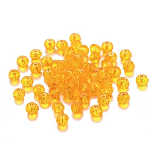 70–300 Stück 3/4/6/8 mm durchscheinende tschechische Kristallglasperle, facettiert, bunte Abstandsperlen für DIY-Armbänder, Schmuckherstellung, Zubehör – Orange Gelb – 6 mm x 100 Stück von GVEKJ