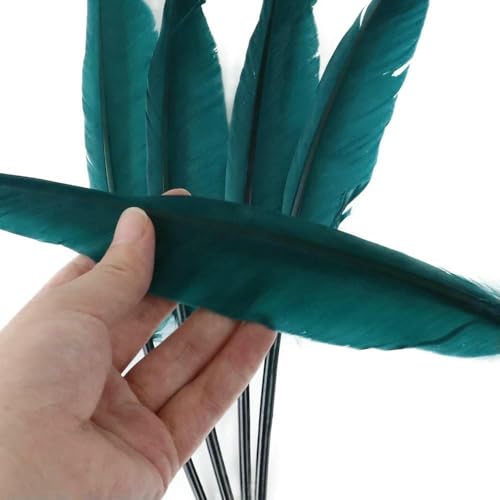 Bunte, natürliche Gänsefedern, 25–35 cm, Federn, Hochzeit, Handarbeit, Dekoration, Federn zum Basteln, DIY-Schmuckherstellung, Dunkelgrün, 50 Stück von GVEKJ