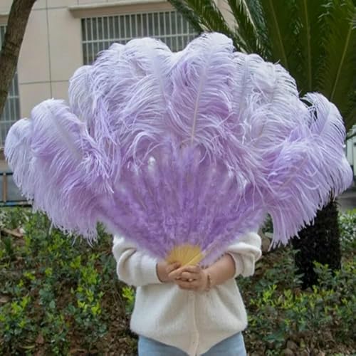 Fächer aus natürlichen Straußenfedern, 13 Knochen, großer, faltbarer blauer Handfächer für Karneval, Aufführungen, Tanzfans, Partys, Bühnenshows, Requisiten, Hellviolett, 100 13 Fächer aus natürlichen Straußenfedern, 13 Knochen, großer, faltbarer blauer Handfächer für Karneval, Aufführungen, Tanzfans, Partys, Bühnenshows, Requisiten, Hellviolett, 100 13 von GVEKJ