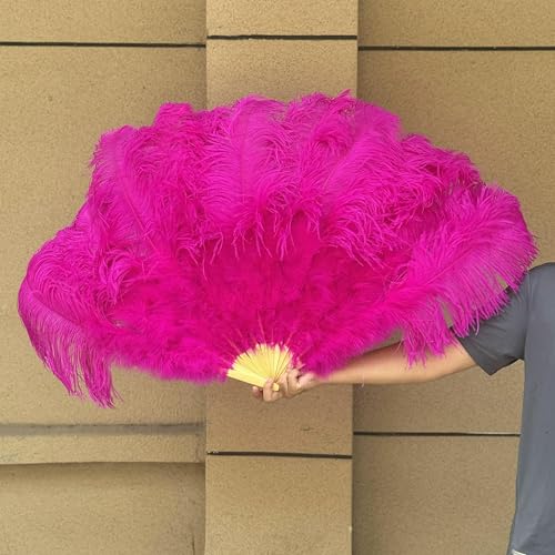 Fächer aus natürlichen Straußenfedern, 13 Knochen, großer, faltbarer blauer Handfächer für Karneval, Aufführungen, Tanzfans, Partys, Bühnenshows, Requisiten, Rosa, 130 cm, 2 Stü Fächer aus natürlichen Straußenfedern, 13 Knochen, großer, faltbarer blauer Handfächer für Karneval, Aufführungen, Tanzfans, Partys, Bühnenshows, Requisiten, Rosa, 130 cm, 2 Stü von GVEKJ