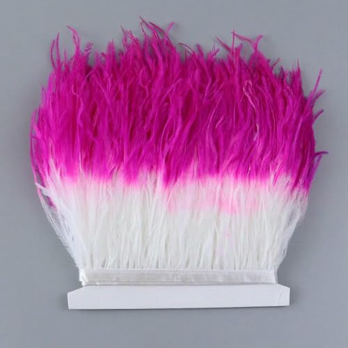 Farbverlaufs-Straußenfederband mit gemischten Farben, natürliche rosa Federbesatz, 10–15 cm, Kleidung, Partykleid, Zubehör zum Basteln, 19–10–15 cm von GVEKJ