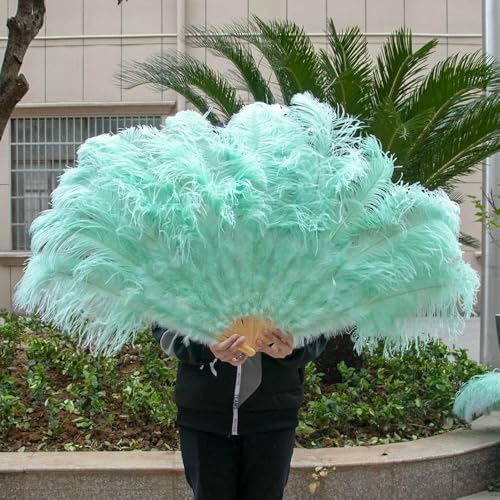 Gelbe große Straußenfederfächer, flauschiger Performance-Tanz-Handfächer, faltbar, verschiedene Stile, Party-Requisiten, Bühnenshow-Requisiten, Fächer, Mintgrün, 100 cm, 130 cm, 2 Stück Gelbe große Straußenfederfächer, flauschiger Performance-Tanz-Handfächer, faltbar, verschiedene Stile, Party-Requisiten, Bühnenshow-Requisiten, Fächer, Mintgrün, 100 cm, 130 cm, 2 Stück von GVEKJ