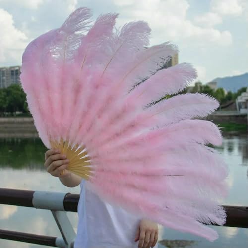 Großer Fächer aus blauen Straußenfedern, 100 cm und 130 cm, Feder-Tanzfächer, faltbar, für Karneval, Party, Hochzeit, Feier, Bauchtanz-Show, Pink, 2 Stück, 100 Großer Fächer aus blauen Straußenfedern, 100 cm und 130 cm, Feder-Tanzfächer, faltbar, für Karneval, Party, Hochzeit, Feier, Bauchtanz-Show, Pink, 2 Stück, 100 von GVEKJ