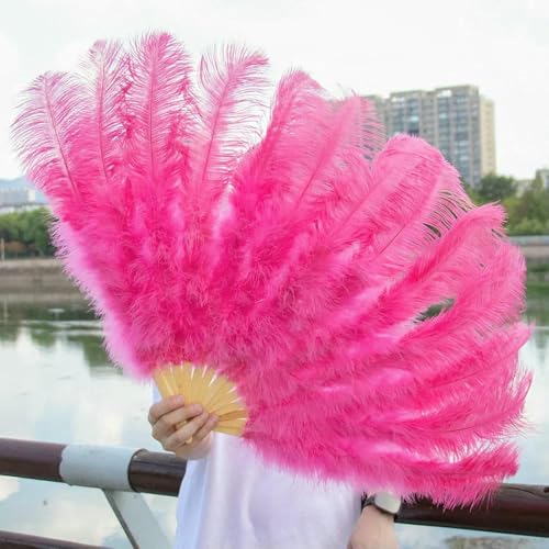 Großer Fächer aus blauen Straußenfedern, 100 cm und 130 cm, Federfächer zum Tanzen, faltbar, für Karneval, Party, Hochzeit, Feier, Bauchtanz-Show, Rose, 2 Stüc Großer Fächer aus blauen Straußenfedern, 100 cm und 130 cm, Federfächer zum Tanzen, faltbar, für Karneval, Party, Hochzeit, Feier, Bauchtanz-Show, Rose, 2 Stüc von GVEKJ