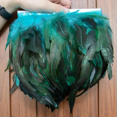 Großhandelsfarbene Hühnerfederbesätze, 15–20 cm, natürliches Hahnenfederband für Heimwerker, Bastelarbeiten, Karneval, Performance, Kleidung, Dekoration, Seeblau, 10 Meter Großhandelsfarbene Hühnerfederbesätze, 15–20 cm, natürliches Hahnenfederband für Heimwerker, Bastelarbeiten, Karneval, Performance, Kleidung, Dekoration, Seeblau, 10 Meter von GVEKJ