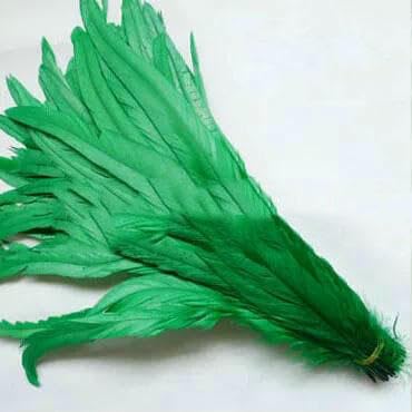 Hahnenschwanzfedern, 100 Stück, Rot/Schwarz, alle Größen, DIY-Feder, Kleidung, Schmuck, Zubehör, Hochzeitsbedarf, Leistung notwendig, dunkelgrün, 25–30 cm von GVEKJ