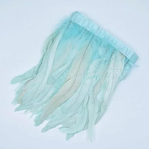 Meter farbiger Hahnenschwanz-Federbesatz, Quaste, Fransenband, Handarbeitsband, Fasanenfedern, Besätze zum Nähen, DIY, Hellgrün, 15–20 cm, 6–8 Zoll von GVEKJ