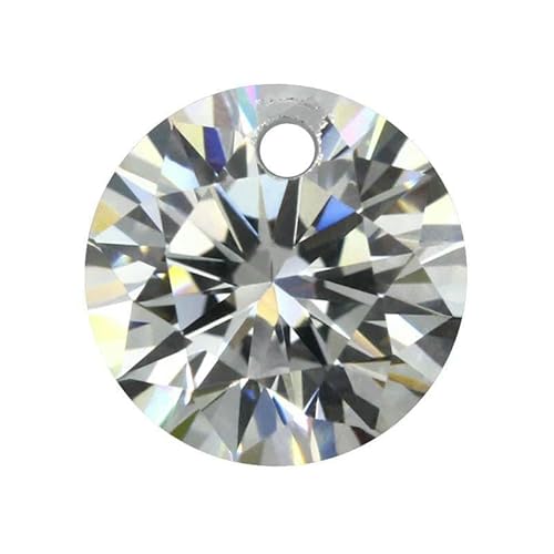 Mit Einzelloch, weißer Farbe, loser Moissanit-Stein, runde Edelsteinperlen, 3–13,0 mm, VVS1, ausgezeichneter Schliff, Test-positiver Diamant – Einzelloch – D – 6,5 mm – 1,0 ct von GVEKJ