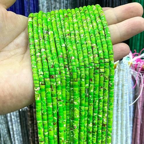 Naturstein, 2 x 4,0 mm, Rondelle, Eis, Amazonit, Chalcedon, flach, rund, lose Abstandsperlen für die Schmuckherstellung, DIY-Armbandanhänger, hellgrün, 4 x 2 mm, 147–150 Stück von GVEKJ