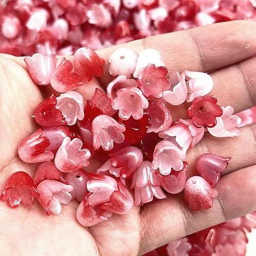 Neue 50 Stück 10 x 11 mm Acryl-Perlen „Convallaria Majalis“ für Schmuckzubehör, Charms, Armbänder, Abstandsperlen für die Schmuckherstellung – 66 von GVEKJ