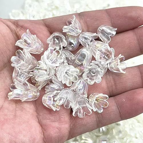 Neue 50 Stück 10 x 11 mm Acryl-Perlen „Convallaria Majalis“ für Schmuckzubehör, Charms, Armbänder, Abstandsperlen für die Schmuckherstellung – 82 von GVEKJ