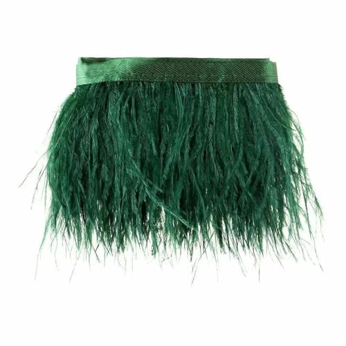 Party-Bastelzubehör, Federband, 1 Meter lang, Straußenfederbesatz, 8–10 cm breit, Federband, Webkante, dunkelgrün von GVEKJ