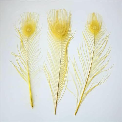 Pfauenfedern, 10 Stück/Los, Länge 25–30 cm, schöne natürliche Pfauenfeder, DIY-Schmuck, dekorative Deko-Beschläge, Gelb Pfauenfedern, 10 Stück/Los, Länge 25–30 cm, schöne natürliche Pfauenfeder, DIY-Schmuck, dekorative Deko-Beschläge, Gelb von GVEKJ