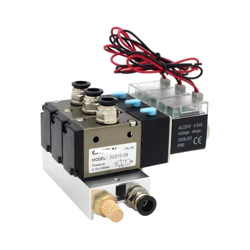 3V210-08-NC Normalerweise geschlossener Magnetventil-Stationsblock mit Schalldämpfer-Anschlussbasisverteiler DC 12 V 24 V AC 110 V 220 V 3 Anschlüsse 1 Stück(Dc24v 6mm Fittings) von GVEXLUOQ