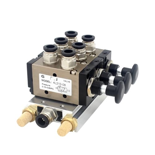 4L210-08 4R210-08 Manuelles Ventil 2-Wege 5-Position Push- und Pull-Pneumatikschalter des Wegeventil-Kombinationsventilverteilers 1St(10mm in 10mm Out,8 Stations) von GVEXLUOQ