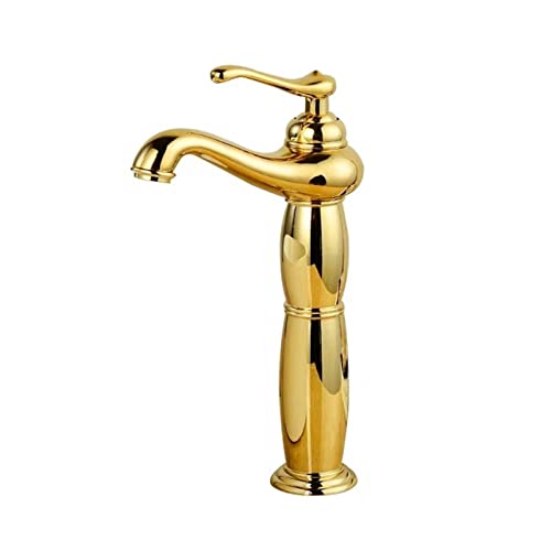 GVGMTAEAVZ 1 stück Badezimmer Gold Becken Wasserhahn Massiv Messing Mischbatterie for Keramikplatte Spule Single Griff Wassermischer Wasserhähne Bad Wasserhahn(Tall Faucet) von GVGMTAEAVZ