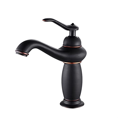 GVGMTAEAVZ 1 stück Badezimmer Gold Becken Wasserhahn Massiv Messing Mischbatterie for Keramikplatte Spule Single Griff Wassermischer Wasserhähne Bad Wasserhahn(schwarz) von GVGMTAEAVZ