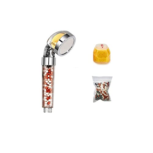 GVGMTAEAVZ Badezimmer Ionic Mineral Perlen Duschkopf for Vitamin C Dusche Zitronenaromafilter Hochdruckrettung Wasser Handheld SPA Dusche Duschkopf(Set A) von GVGMTAEAVZ