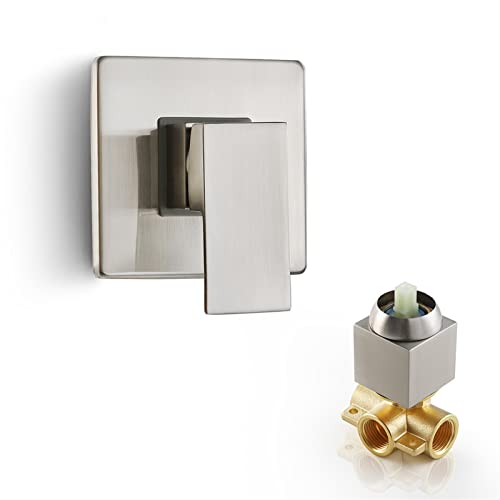 GVGMTAEAVZ Warmes und kaltes Mischventil Körper Wasserhahn Kupfer Schwarz Einzelgriff Verdeckte Duschmischer Badezimmer In-Wall-Typ Wasserhahn(Style C Brushed) von GVGMTAEAVZ