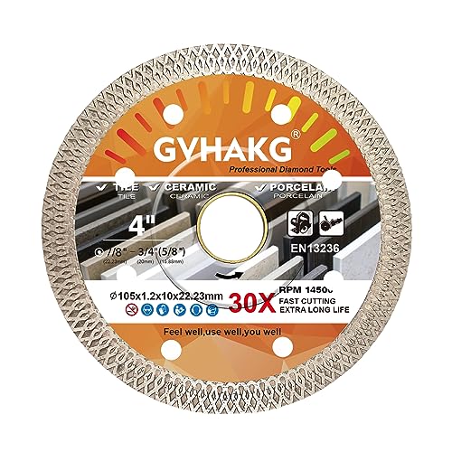 GVHAKG Diamant Trennscheibe 105 mm，extra dünn Diamantscheibe Trennen und Schneiden Fliese und Feinsteinzeug Granit Marmor(105 x 22,23mm) von GVHAKG