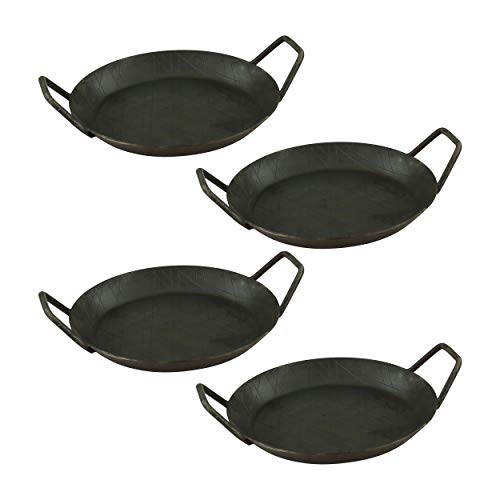 GVK ECO 4 Stück Servierpfanne aus Schmiedeeisen mit zwei Seitengriffen ø 20cm von GVK ECO