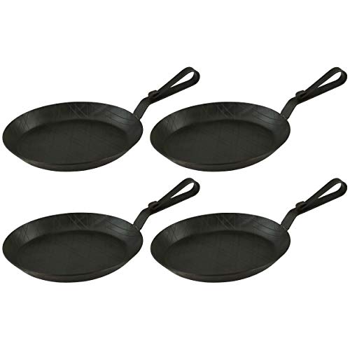 Servierpfanne aus Schmiedeeisen mit gebogenem Hakenstiel Ø 24 cm 4 Stück von GVK ECO