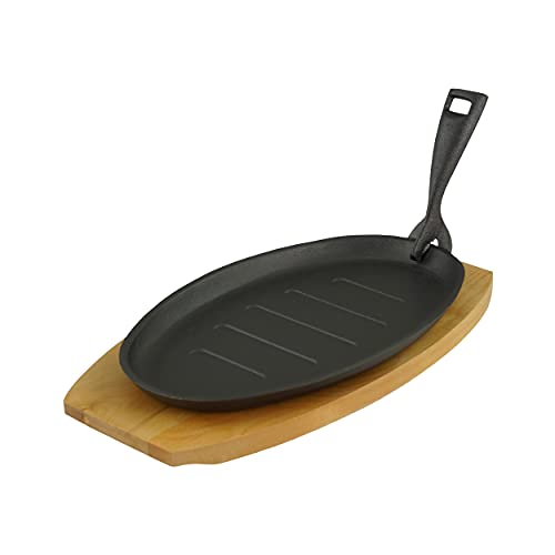 Servierpfanne mit Servierbrett oval 27,5 x17,5 x 2cm Gusseisen 1 Stück im Set von GVK ECO