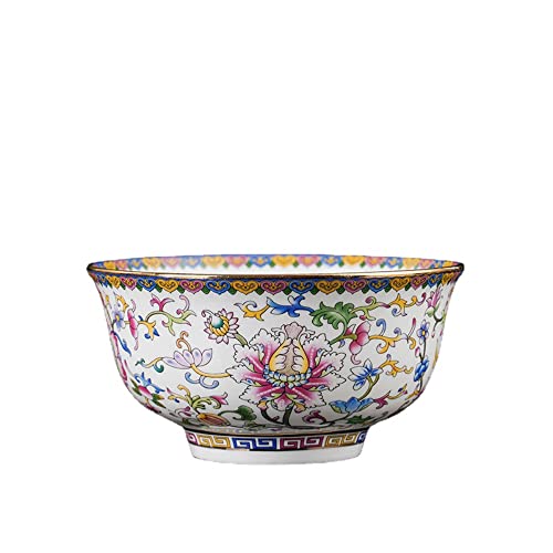 GVNFJKJK Exquisites Porzellan Reisschüssel aus Porzellan im antiken Palaststil, 13 cm, 5 Zoll, Palast-Emaille-Farbe, gegrillte Blumen-Reisschüssel, Haushaltsgeschenk von GVNFJKJK