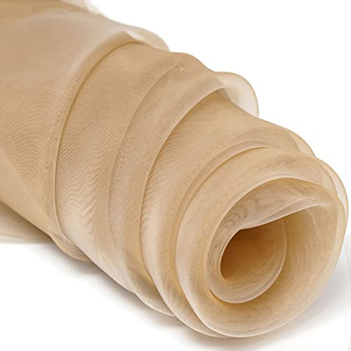 GVNFJKJK Organza-Stoff Voile Stoff Organza Glitzernde Transparente Tischdecke for Party Deko und Bühnendekoration,(Light Khaki) von GVNFJKJK