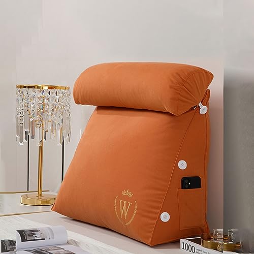 Und abnehmbare Nackenrolle mit zerkleinertem Memory Foam, ideal als Rückenlehne for Bücher oder Spiele, Rückenstütze for Sitzen im Bett, entspannend, ergonomisch.(Dreamy Orange,60 x 45 x 22 cm) von GVNFJKJK