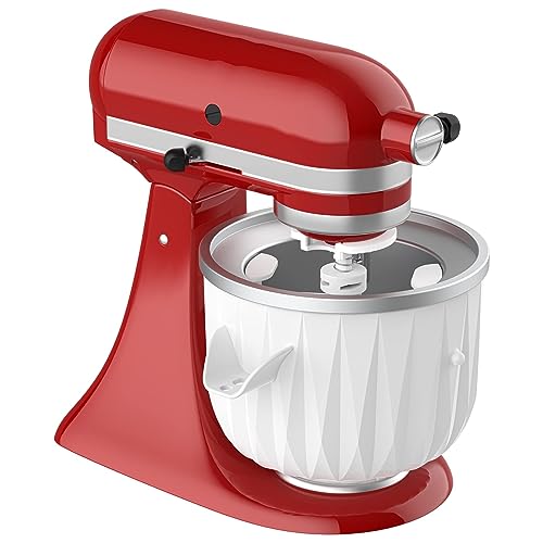 GVODE Eismaschine Aufsatz für Kitchenaid Küchenmaschine, Eiscreme und Sorbet Gelato Maker, passend für Kitchenaid 4,5-5Qt Standmixer und 5-6-7Qt Schüsselheber von GVODE