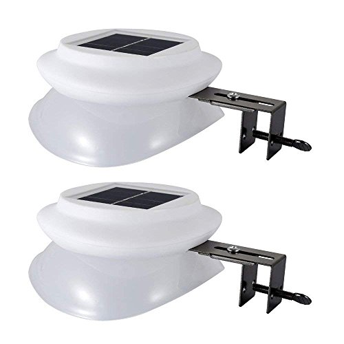 2 Stück Solarleuchte Garten 9LED Solarlampe Gartenlampe Außenlampe Solarleuchte Zaun Wandleuchte Wandlampe Solarleuchten für den garten (Verstellbare Halter) Weiß von GVOREE