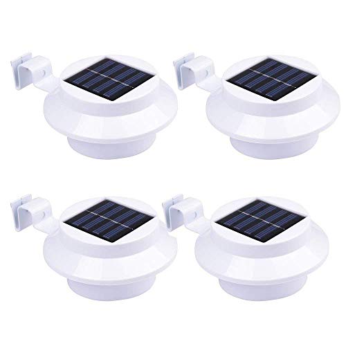 4 Stück Solarlampe Gartenlampe Außenlampe Solarleuchte Zaun Wandleuchte Wandlampe Solarleuchten für den garten,Haus, Zaun,Garage und Gehweg Beleuchtung 1300mAh AA Ni-MH(Weiß) von GVOREE