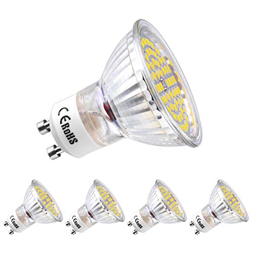 GU10 LED Kaltweiss Dimmbar, GU10 LED Lampe, Kaltweiß 6000 Kelvin, 450 Lumen, 5W ersetzt 40W Watt Halogen, AC 220V-240V Abstrahlwinkel 120°, GU10 LED Reflektorlampe, 4er Pack von GVOREE