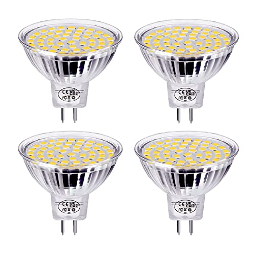 GVOREE 4er-Pack Mr16 GU5.3 12V LED Strahler Neutralweiss, 5W Ersatz für 40W Halogen Lampen,Kein Stroboskopeffekt,Nicht Dimmbar,4000K AC/DC 12V,120º Abstrahlwinkel ﻿ von GVOREE