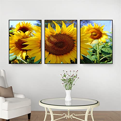 Canvas Home Decoration Sonnenblumen-Malerei, 3-Teilig, Wandkunst, Gelbe Blume, Floral, Rustikal, Heimdekoration, Wohnzimmer, Dekoration, Sonnenblume, Poster, Leinwanddruck 30x40cm von GVOZI