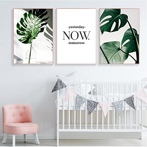 Druck Auf Leinwand Nordic Leinwand Malerei Moderne Drucke Pflanze Blatt Kunst Poster Drucke Grüne Kunst Wandbilder Wohnzimmer Ungerahmt Poster 50x70cm von GVOZI