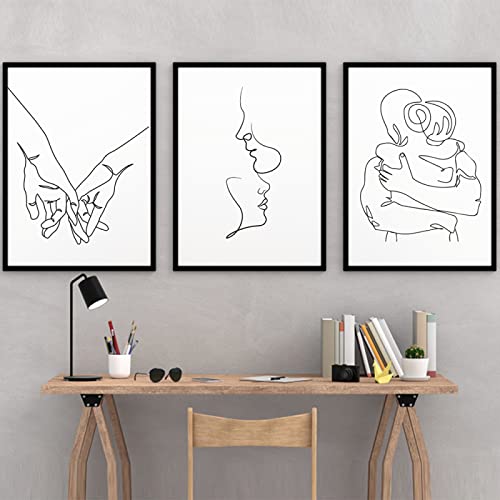 GVOZI Kunstdrucke Auf Leinwand Couple Love Abstract One Line Drawing Art Posters And Prints Modern Minimalist Wall Art Pictures Canvas Painting Bedroom Decor 40x50cm von GVOZI