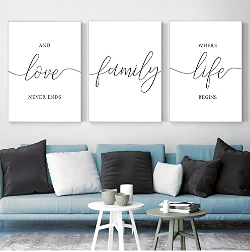 GVOZI Kunstdruck Familie Liebe Zitat Druck Schwarz Weiß Typografie Poster, Familie Zeichen Moderne Wandkunst Leinwand Gemälde Bilder Für Wohnzimmer Zuhause 30x40cm von GVOZI