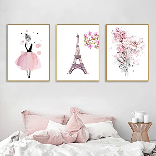 Leinwand-Wandkunst Nordic Girls Room Decor Bilder Art Pink Watercolorful Leinwanddrucke Home Living Room Poster Prints No Frame Art 40x50cm von GVOZI