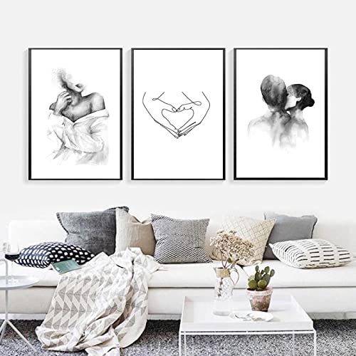 Printed Paintings Leinwand Schwarz Weiß Frau Schulter Hand Leinwand Malerei Liebe Zitate Wandkunst Poster Drucken Bild Paare Liebhaber Raumdekor 60x90cm von GVOZI