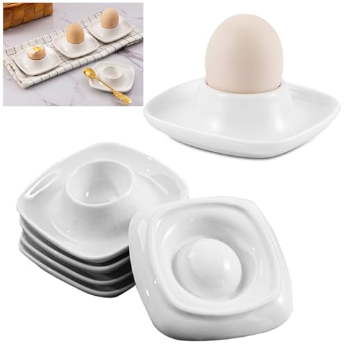 GVPOELR Eierbecher, 6 Stück Eierbecher Porzellan weiß, Eierbecher Porzellan Eierbecher Set, Eierhalter mit Ablage, Keramik Eierbecher Halter, Porzellan Set, für Hart und Weichgekochten Eiern GVPOELR Eierbecher, 6 Stück Eierbecher Porzellan weiß, Eierbecher Porzellan Eierbecher Set, Eierhalter mit Ablage, Keramik Eierbecher Halter, Porzellan Set, für Hart und Weichgekochten Eiern von GVPOELR