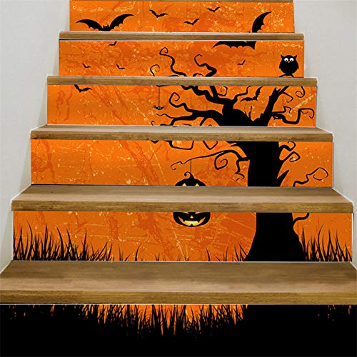 GVRPV Treppenaufkleber6 Stück Treppenaufkleber Langlebiger Halloween 3D Aufkleber Crow Tombstone Treppenaufkleber Wasserdichter Wandaufkleber von GVRPV