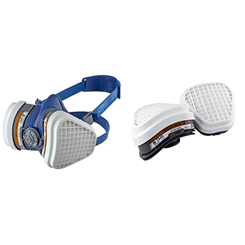 GVS SPR496 Elipse Maske mit A2P3 Filter gegen organische Gase und Dämpfe bis 5000 ppm und Staub, M/L & GVS SPR497 Paar A2P3 Ersatzfilter von GVS
