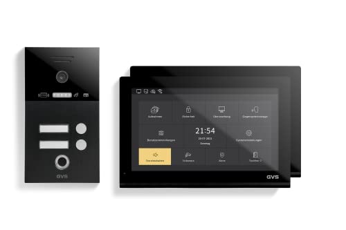 GVS - 2-Familienhaus IP Video Türsprechanlage AVS5549U - Mit 2x10 Zoll Monitor, App, HD-Kamera & Türöffner Funktion (Fingerprint/RFID) - Türklingel Sprechanlage Gegensprechanlage von GVS