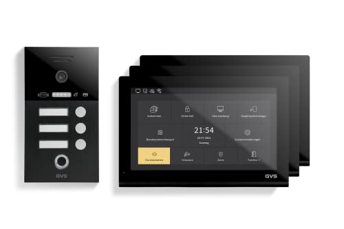 GVS - 3-Familienhaus IP Video Türsprechanlage AVS5552A - Mit 3x10 Zoll Monitor, App, HD-Kamera & Türöffner Funktion (Fingerprint/RFID) - Türklingel Sprechanlage Gegensprechanlage von GVS
