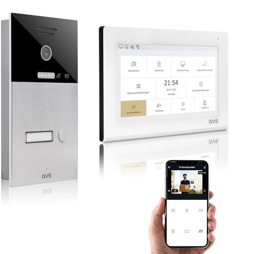 GVS - IP Video Türsprechanlage mit Türöffner, HD Kamera, 1x 7 Zoll Monitor & App - Smarte Video Türklingel mit Kamera & Gegensprechanlage für 1 Familienhaus (AVS1336U) von GVS