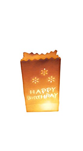 10 Stück Papier Lichttüten weiß Lichtertüten Happy Birthday Geburtstag für Teelichter Kerzen von GW Handels UG